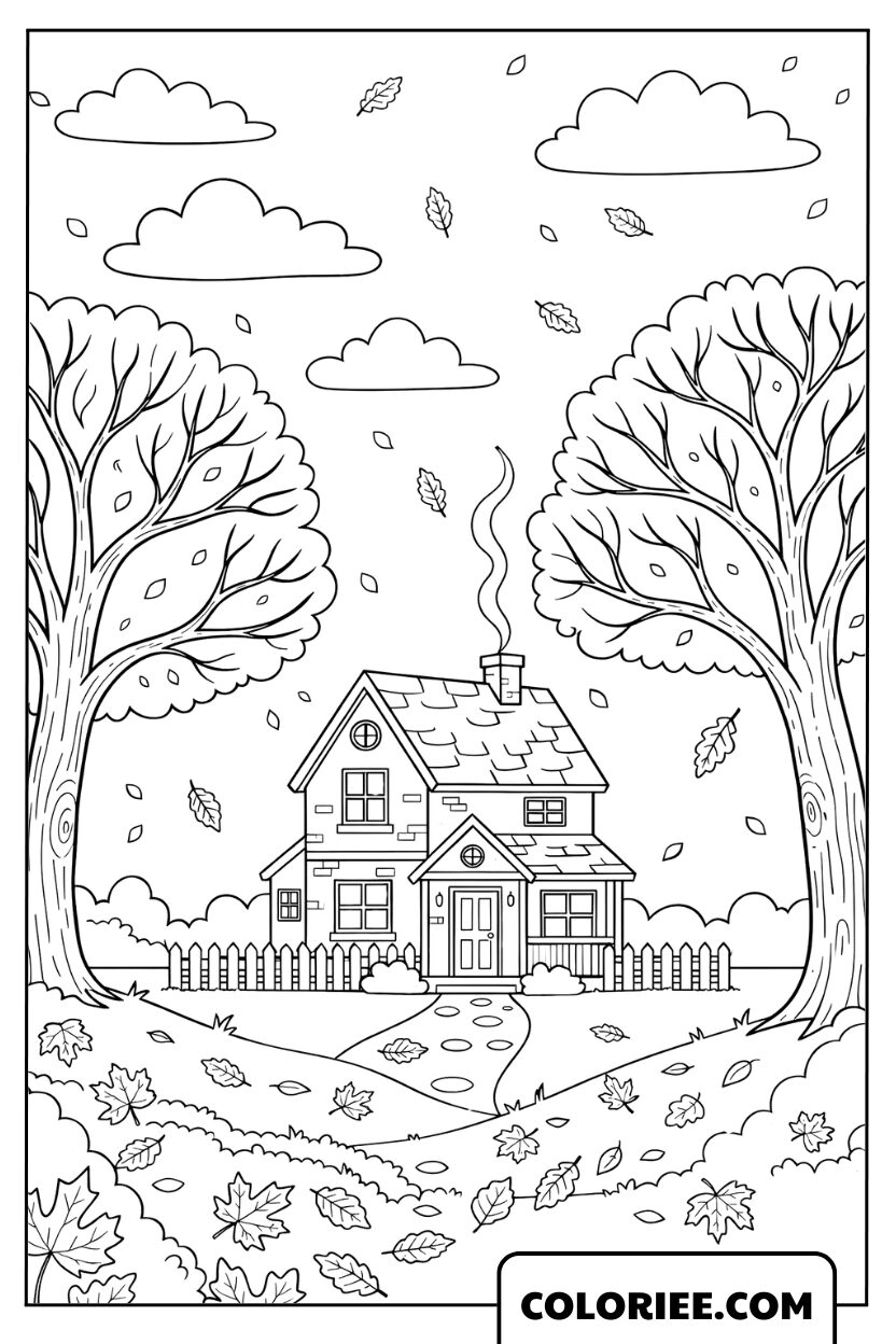 Dessin Maison au Cœur de l’Automne