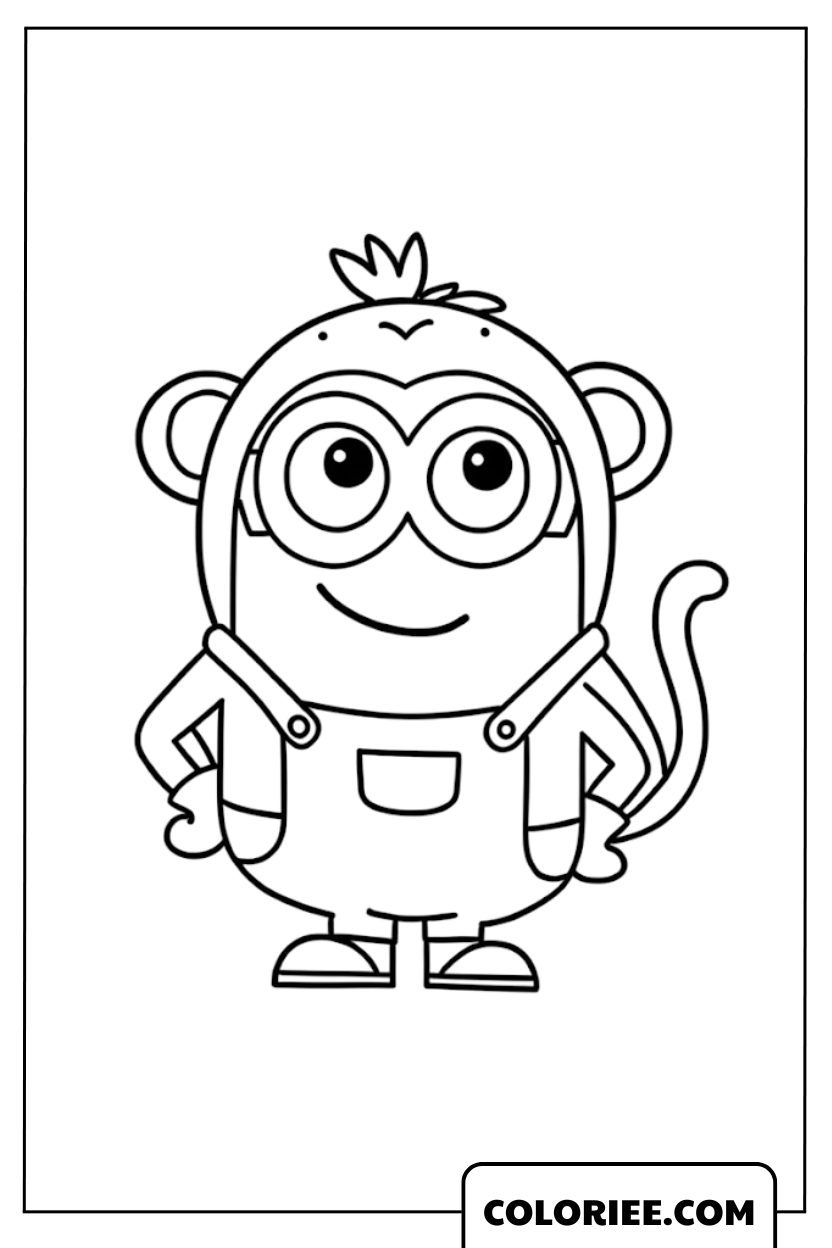 Dessin Minion déguisé en petit singe espiègle