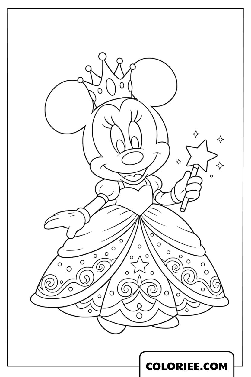 Dessin Minnie princesse magique