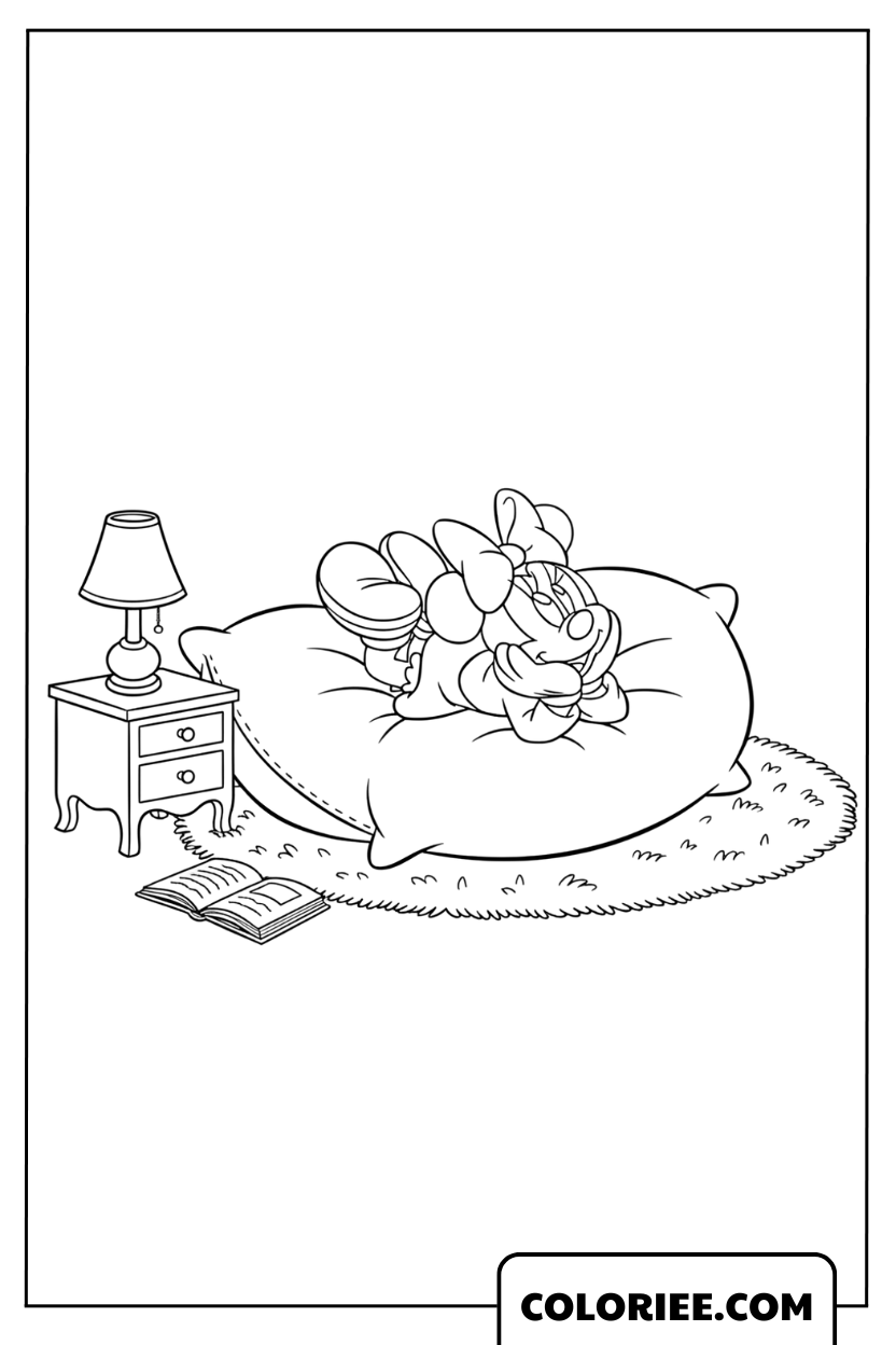 Dessin Minnie se repose tranquillement