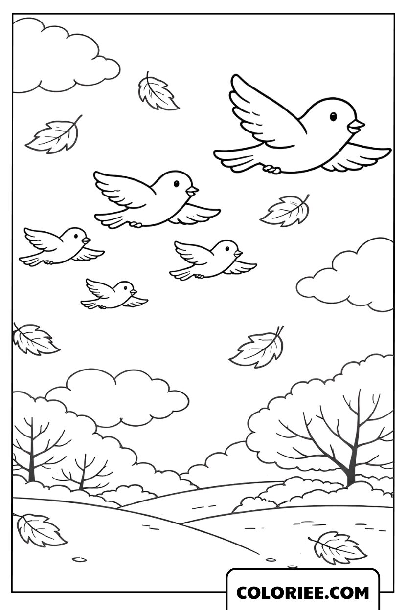 Dessin Oiseaux Migrateurs d’Automne