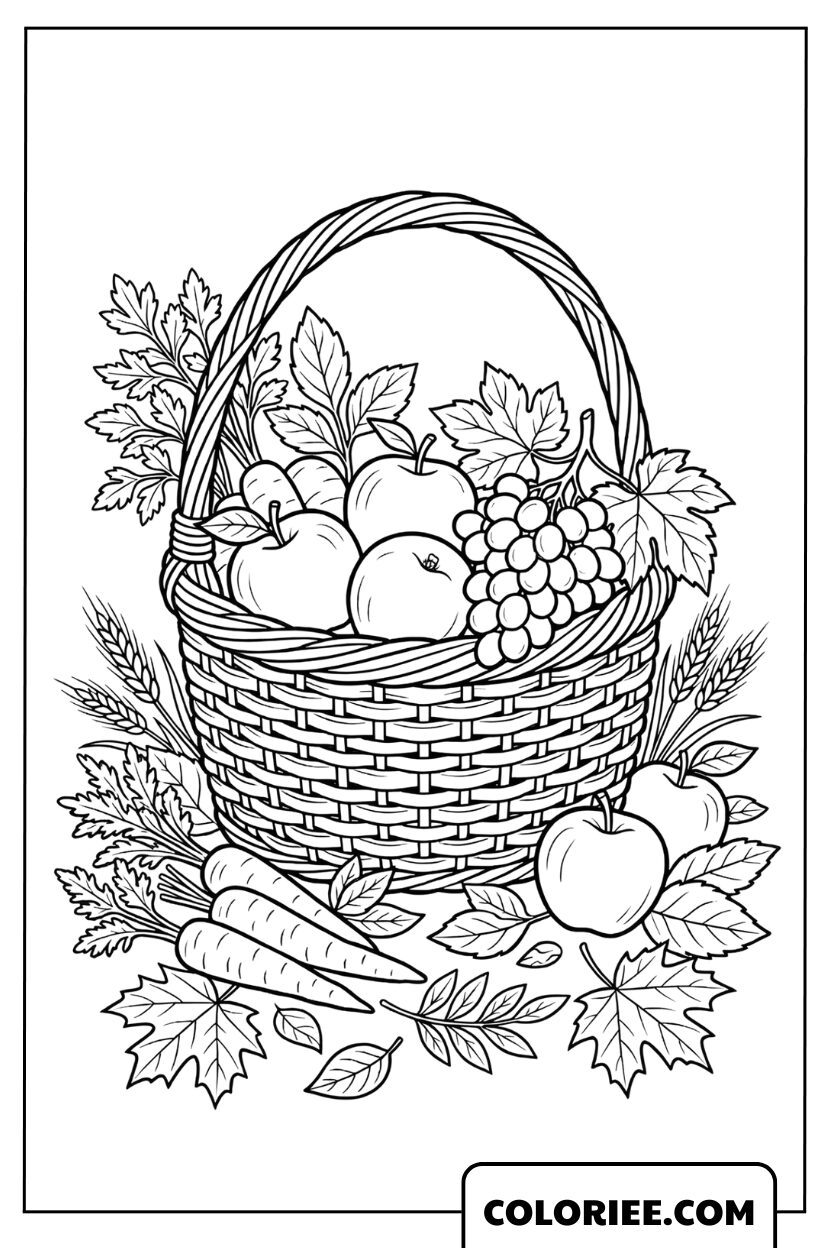 Dessin Panier de Récolte d’Automne