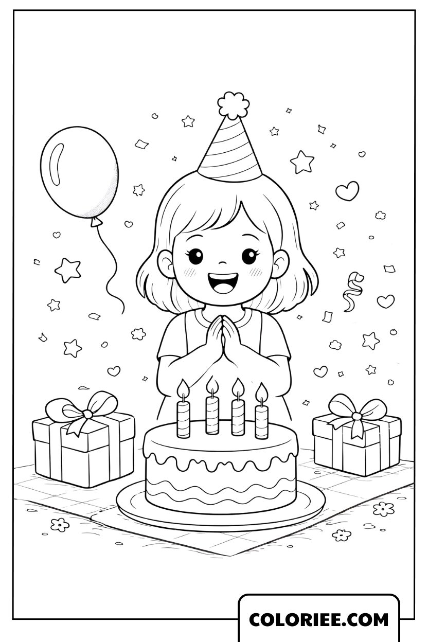 Dessin Petite Fille Soufflant les Bougies