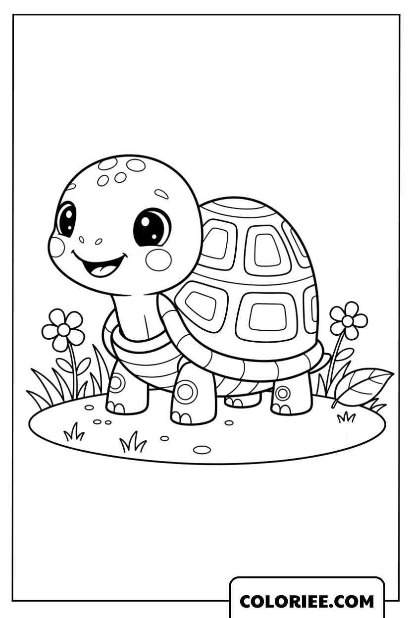 Dessin Petite Tortue dans le Jardin
