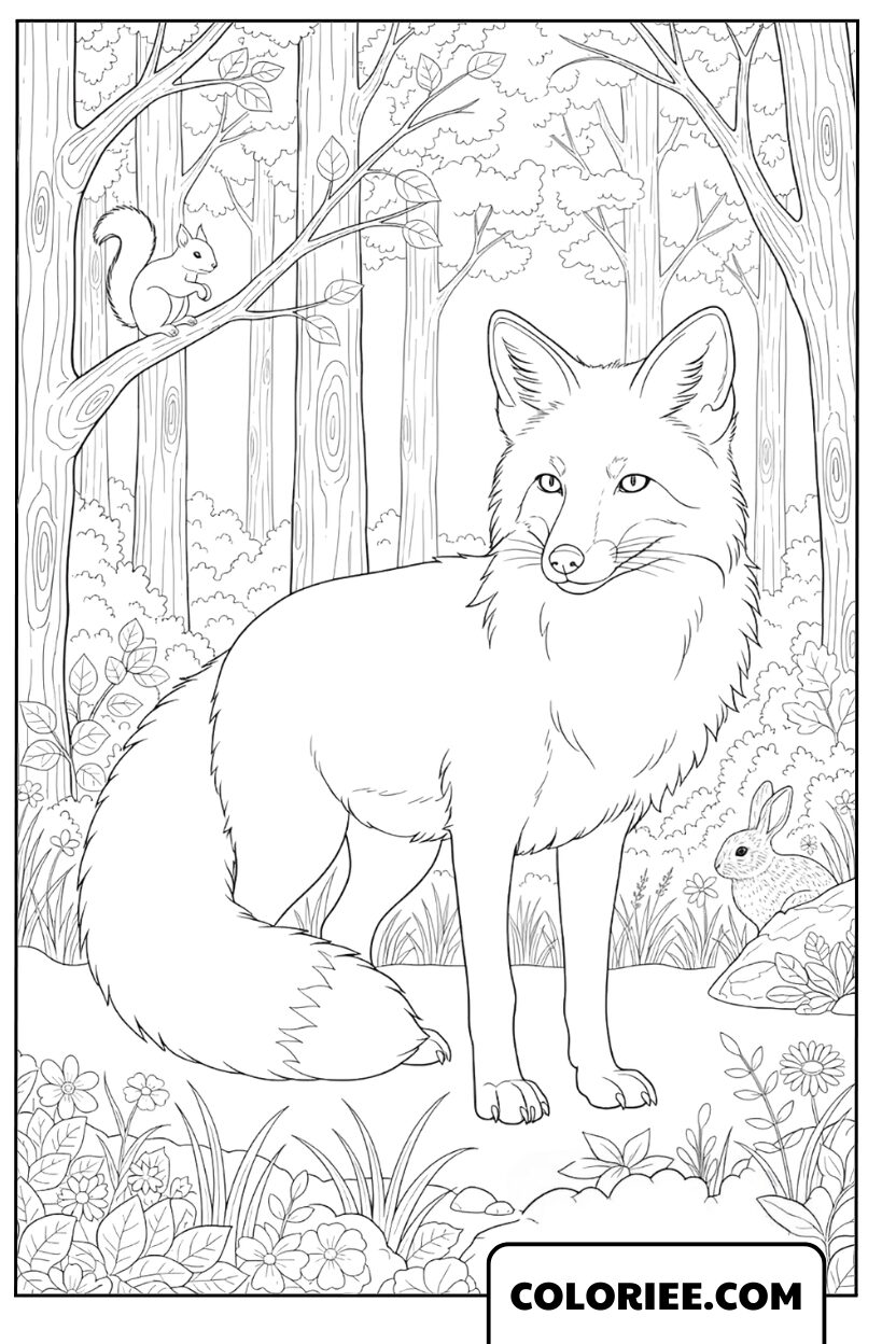 Dessin Renard Mystérieux au Cœur de la Forêt