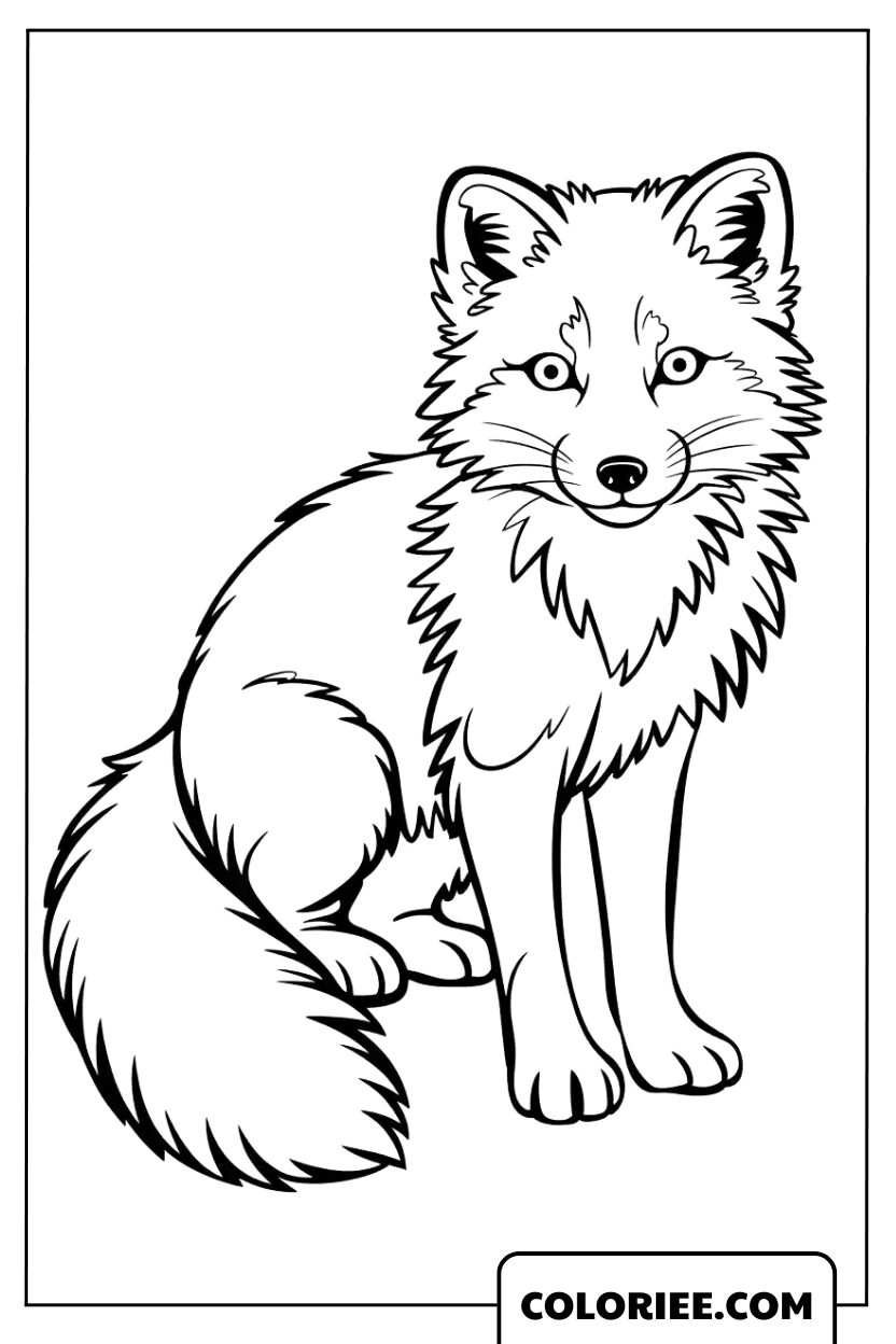 Dessin Renard Sauvage Assis et Pensif