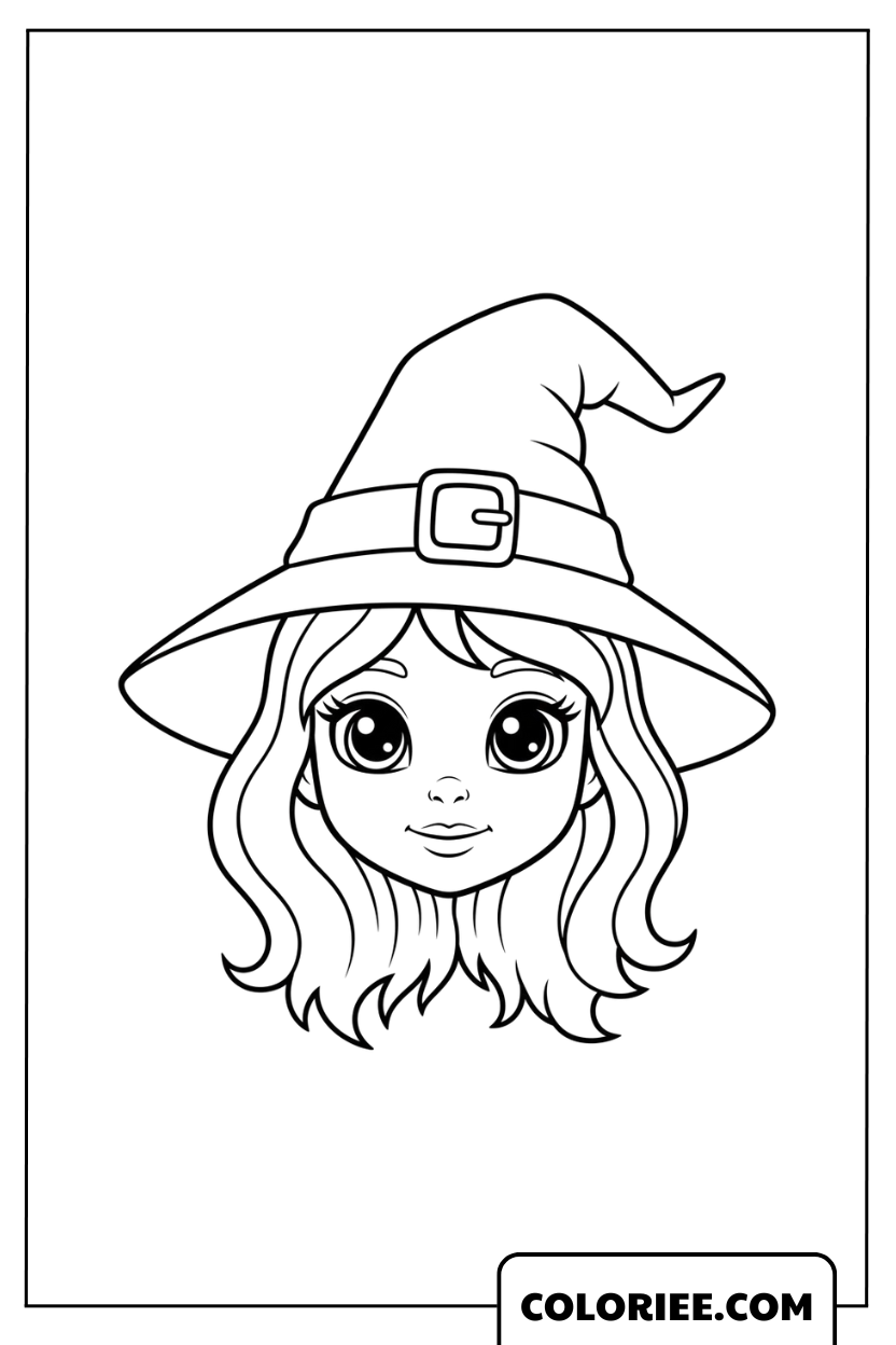 Dessin Sorcière le visage mignon de la sorcière