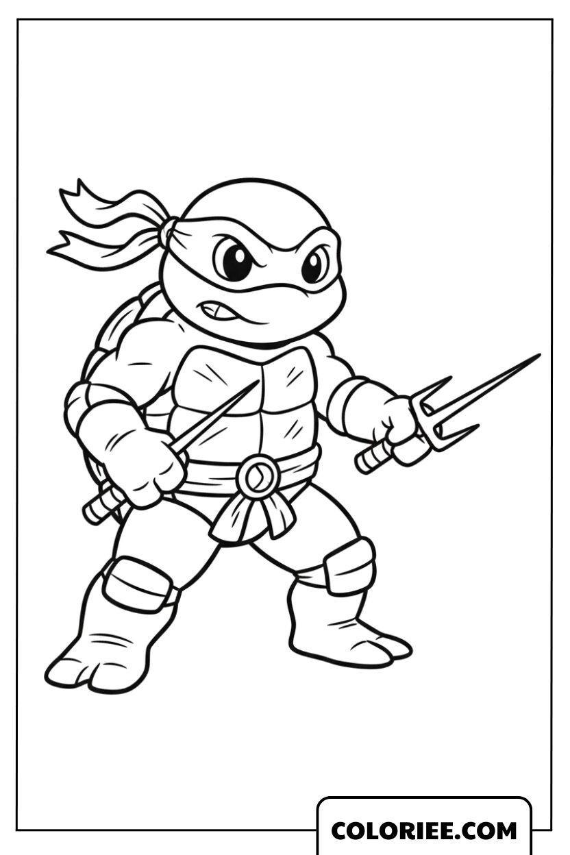 Dessin Tortue Ninja Combattante