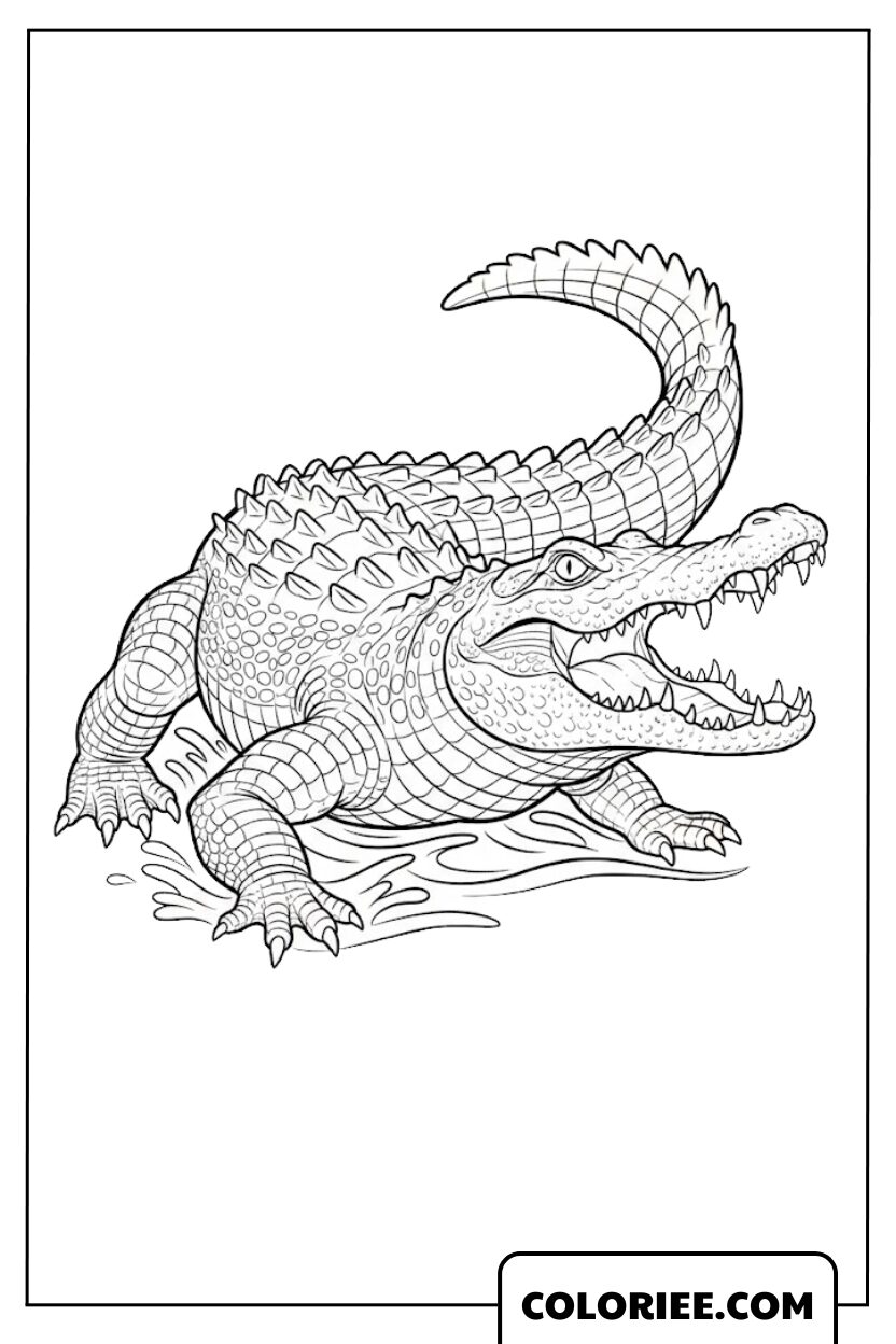 Dessin crocodile adulte puissant