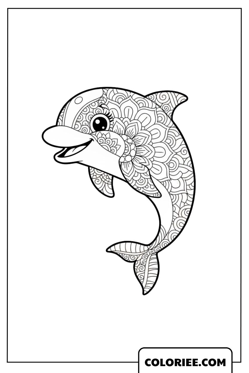 Dessin de dauphin au style Mandala