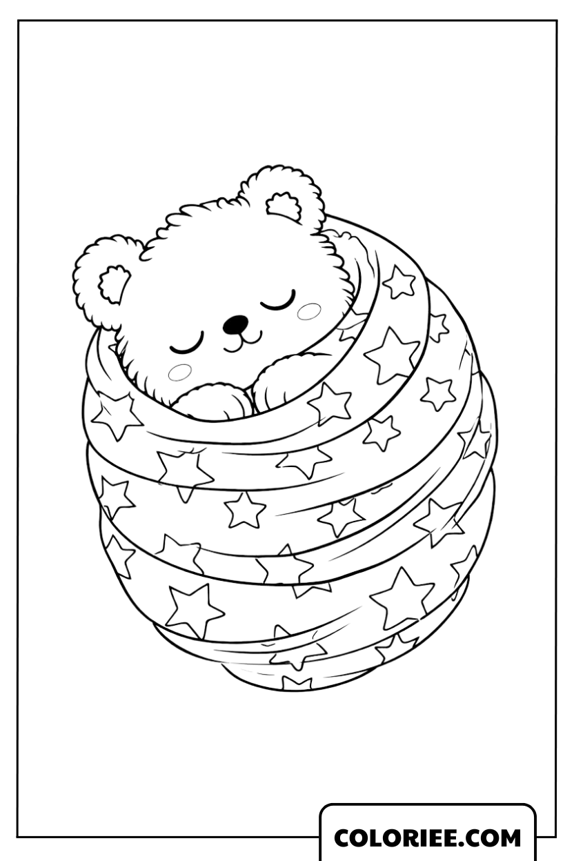 Dessin de l’Ours qui Dort Bien au Chaud