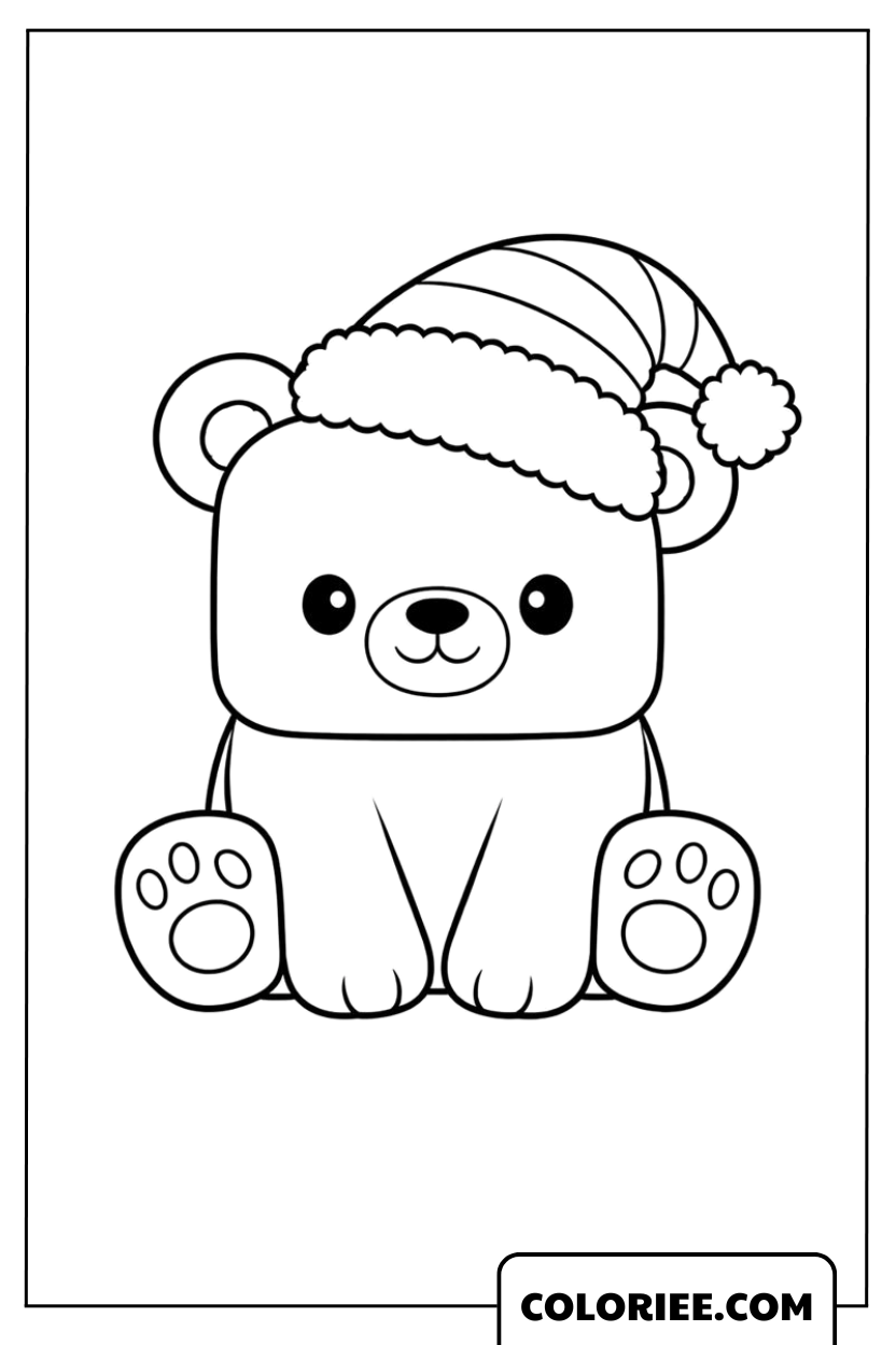 Dessin de l’Ourson avec le Bonnet d’Hiver