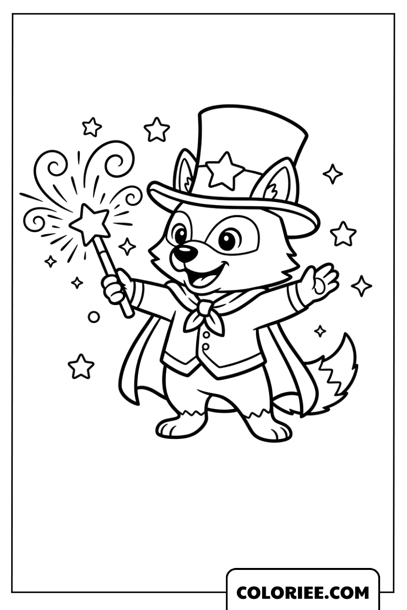 Dessin de loup magicien plein de magie