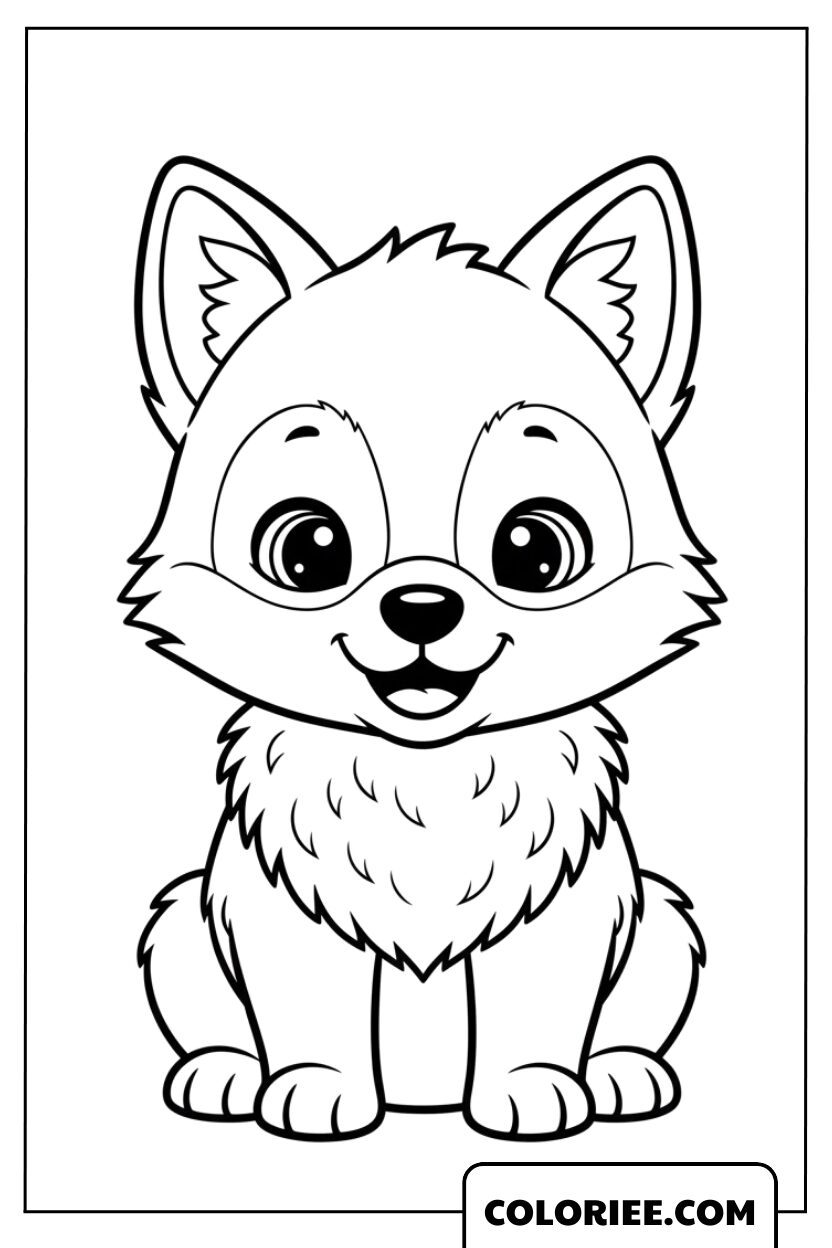 Dessin de petit loup mignon assis