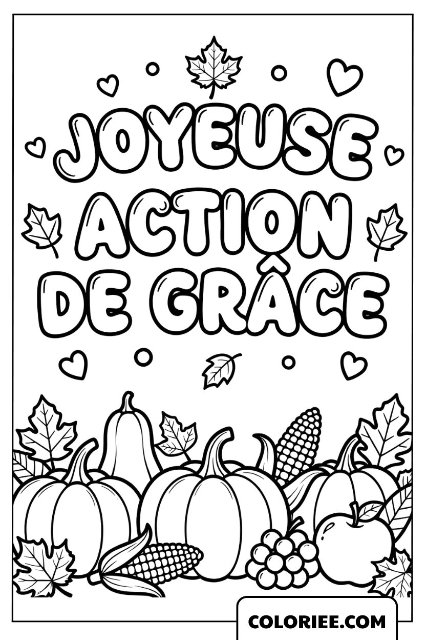 Coloriage Action de grâce aux couleurs d’automne