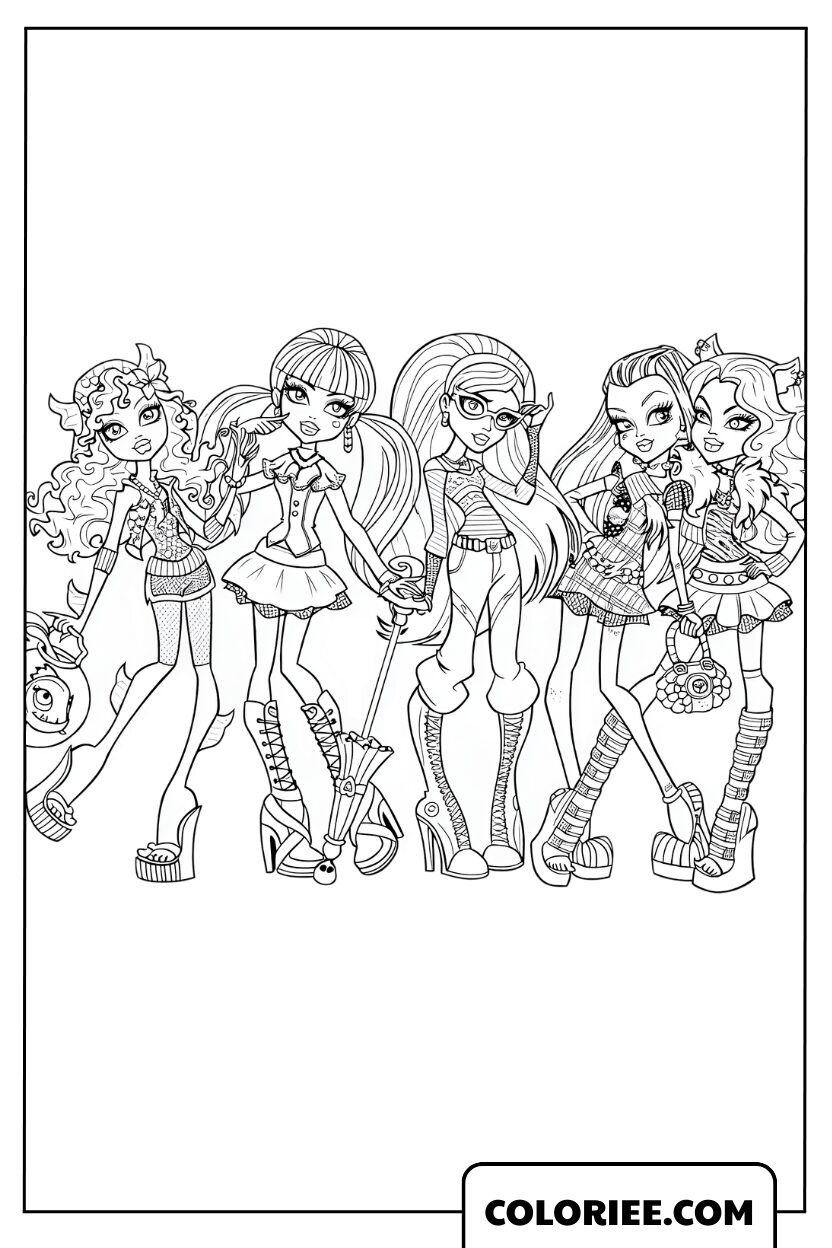 Coloriage Bande Monster High