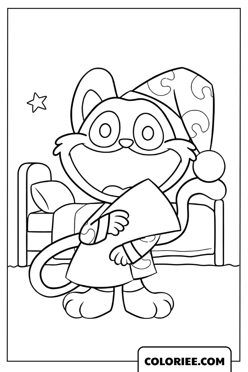 Coloriage CatNap avant le coucher