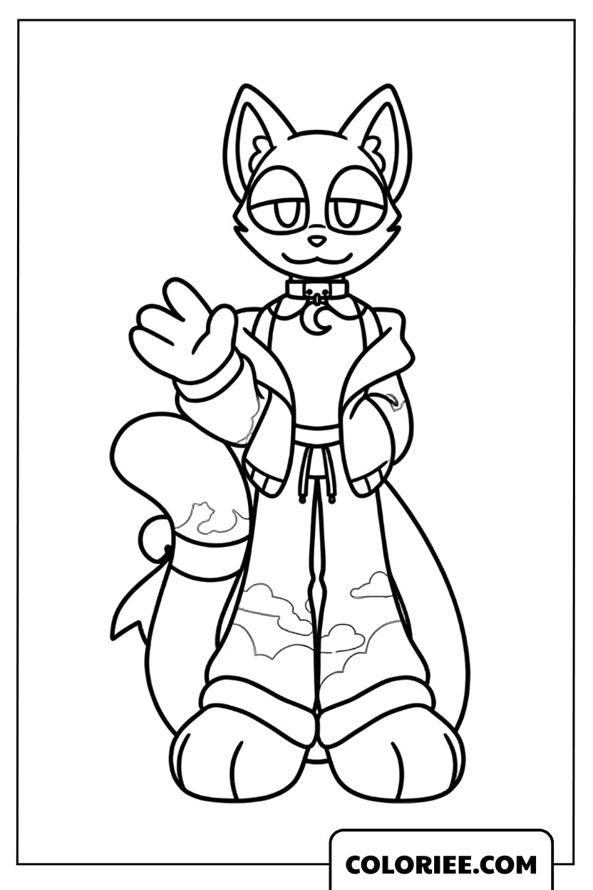 Coloriage CatNap mignon qui salue