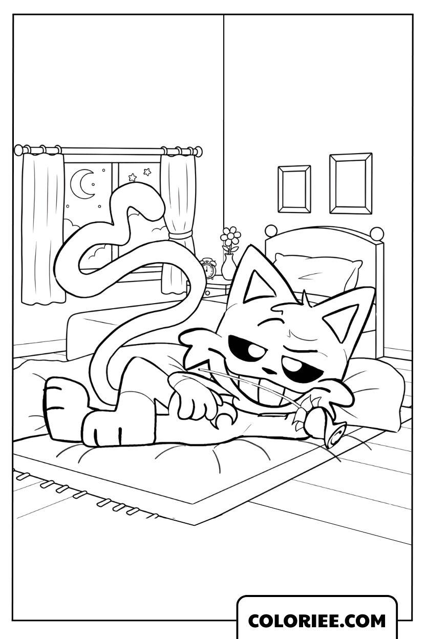 Coloriage CatNap qui dort paisiblement