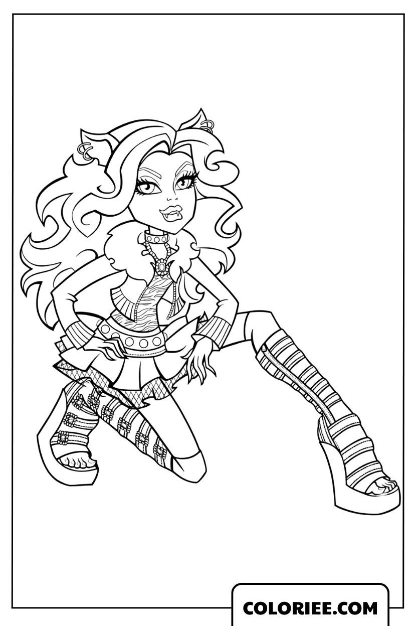 Coloriage Clawdeen Wolf Féroce