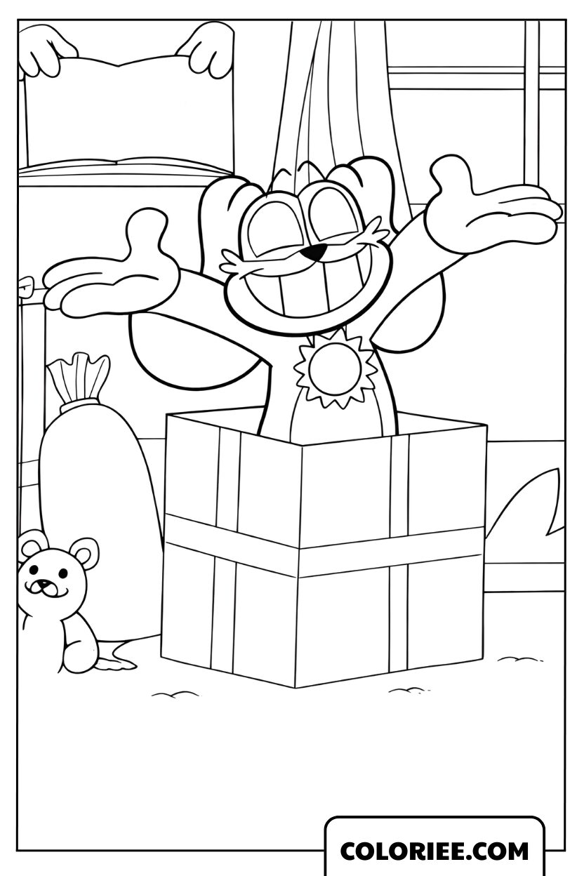 Coloriage DogDay cadeau surprise