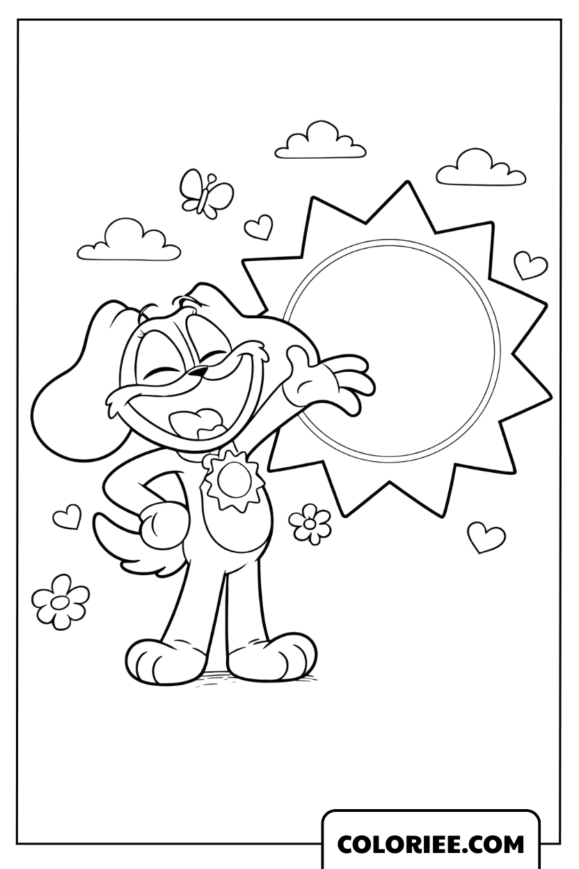 Coloriage DogDay rayonnant de joie