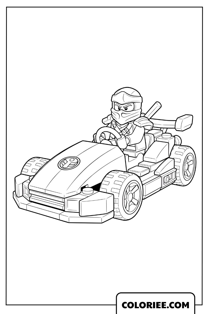 Coloriage Jay en voiture ninja