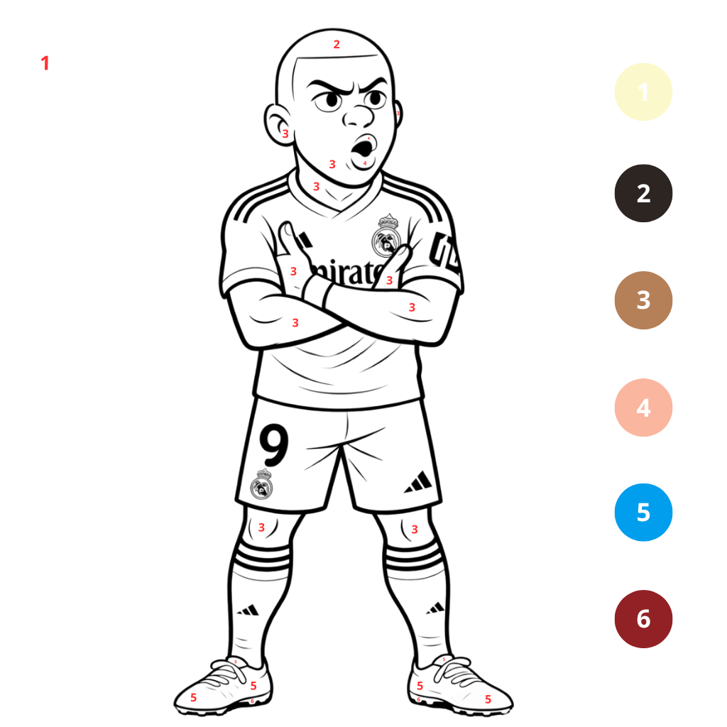 Coloriage Mbappé par numéros (2)