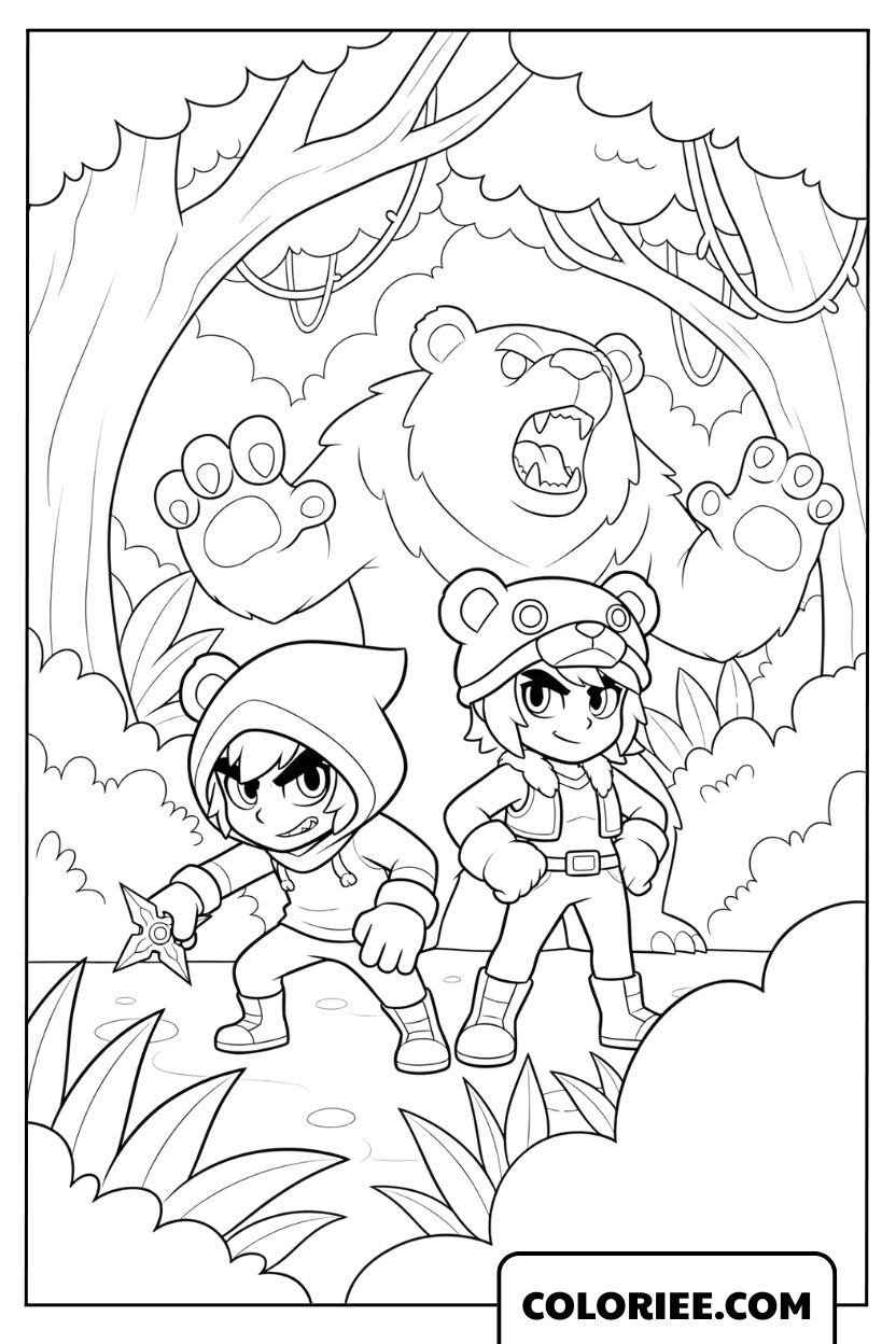 Coloriage Nita et son ours puissant