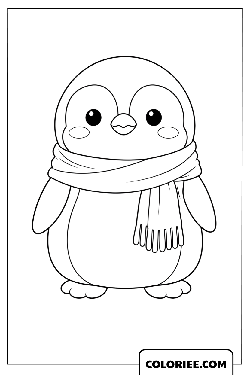 Coloriage Pingouin adorable d’hiver