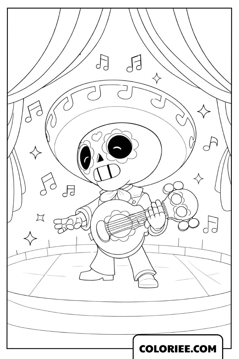Coloriage Poco le musicien joyeux