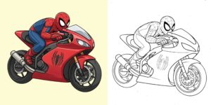 Coloriage Spiderman Moto ft