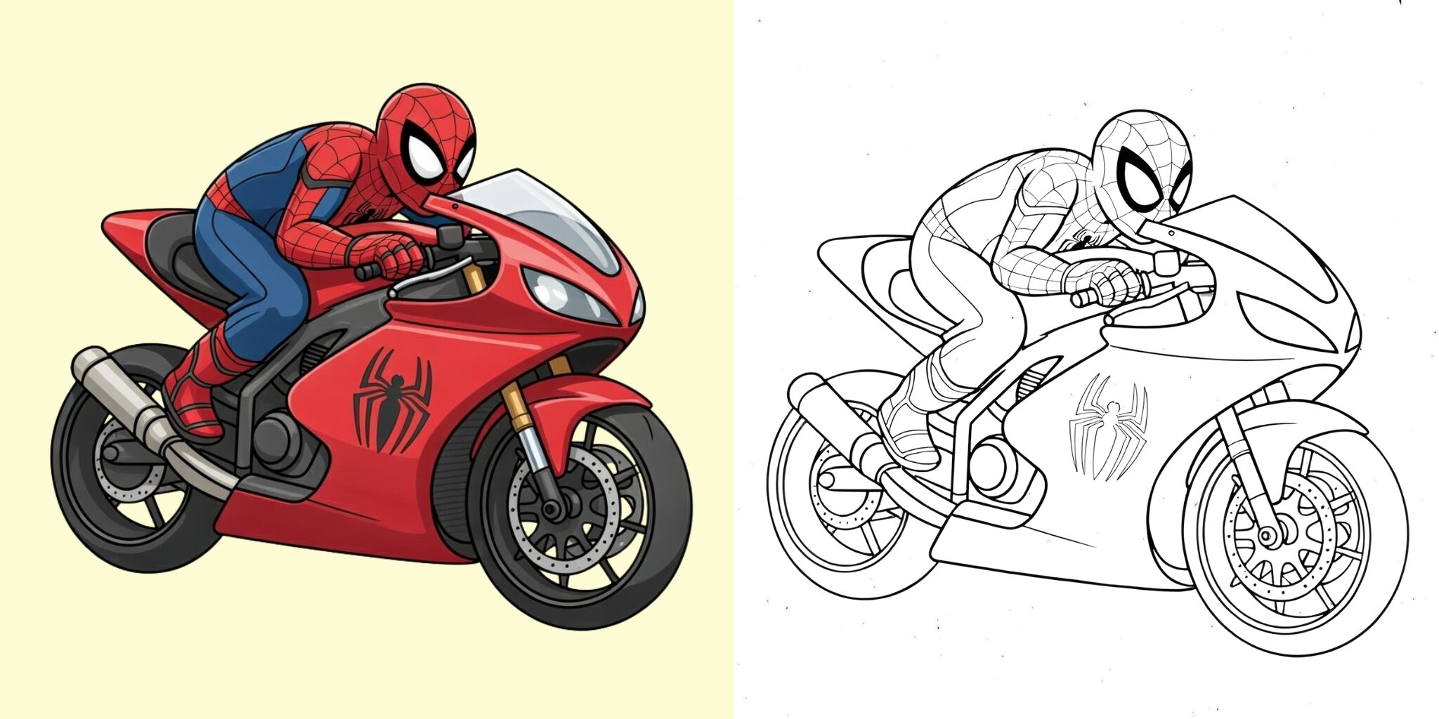 Coloriage Spiderman Moto ft