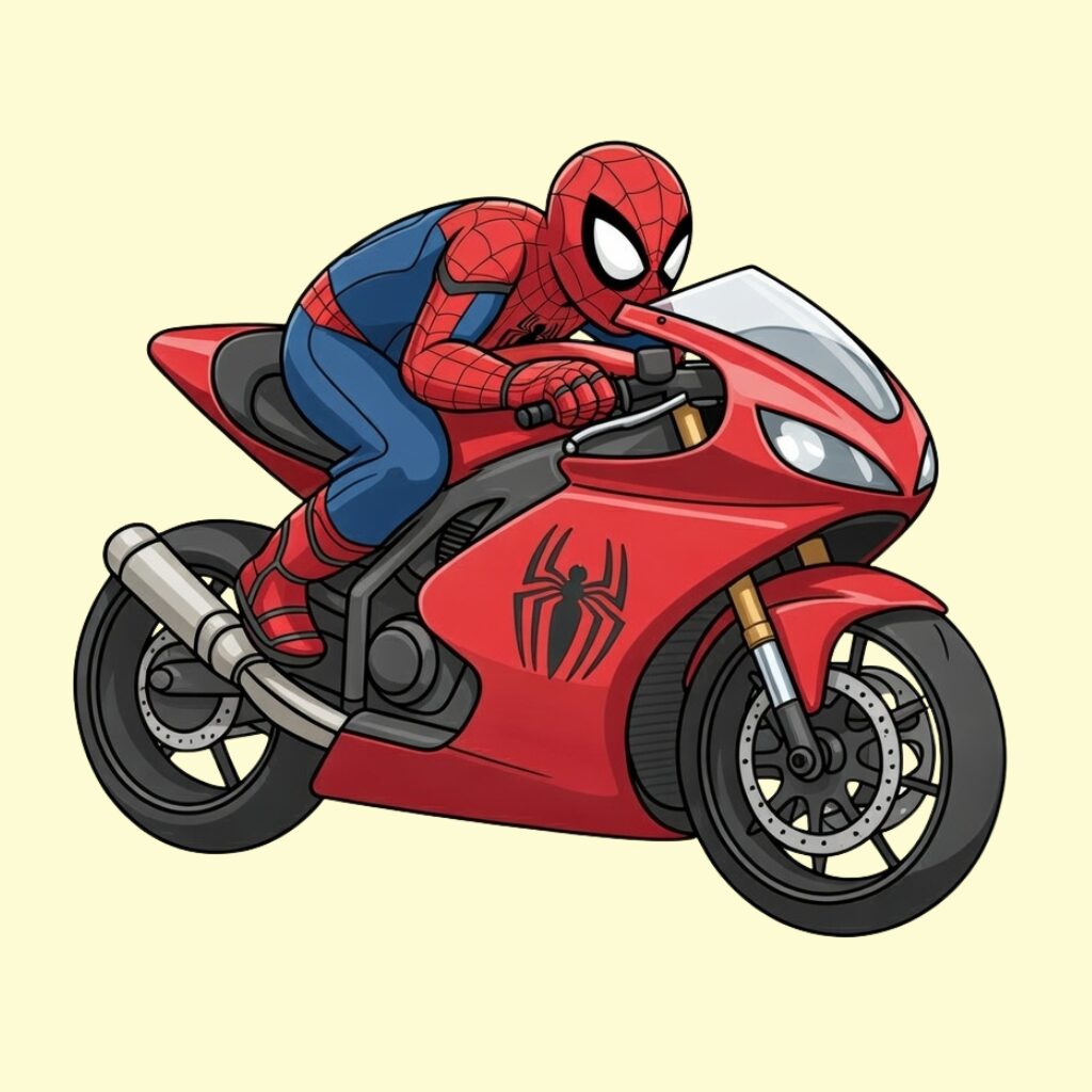 Coloriage Spiderman Moto par numéros
