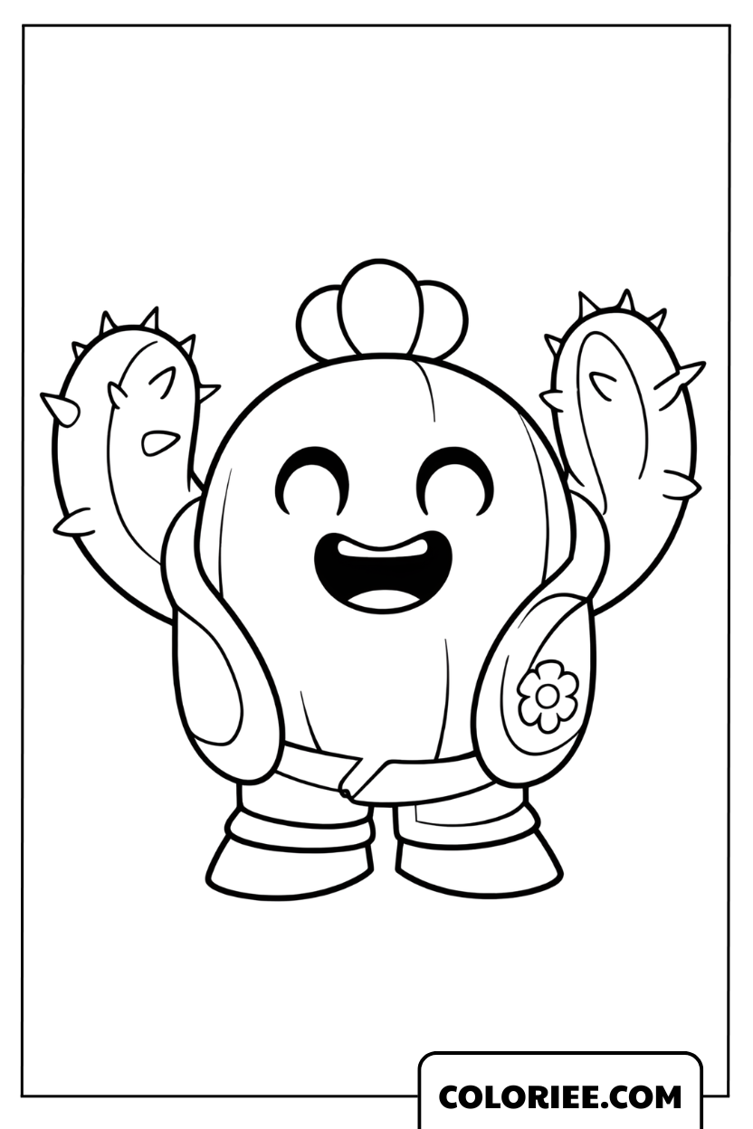 Coloriage Spike le cactus mignon