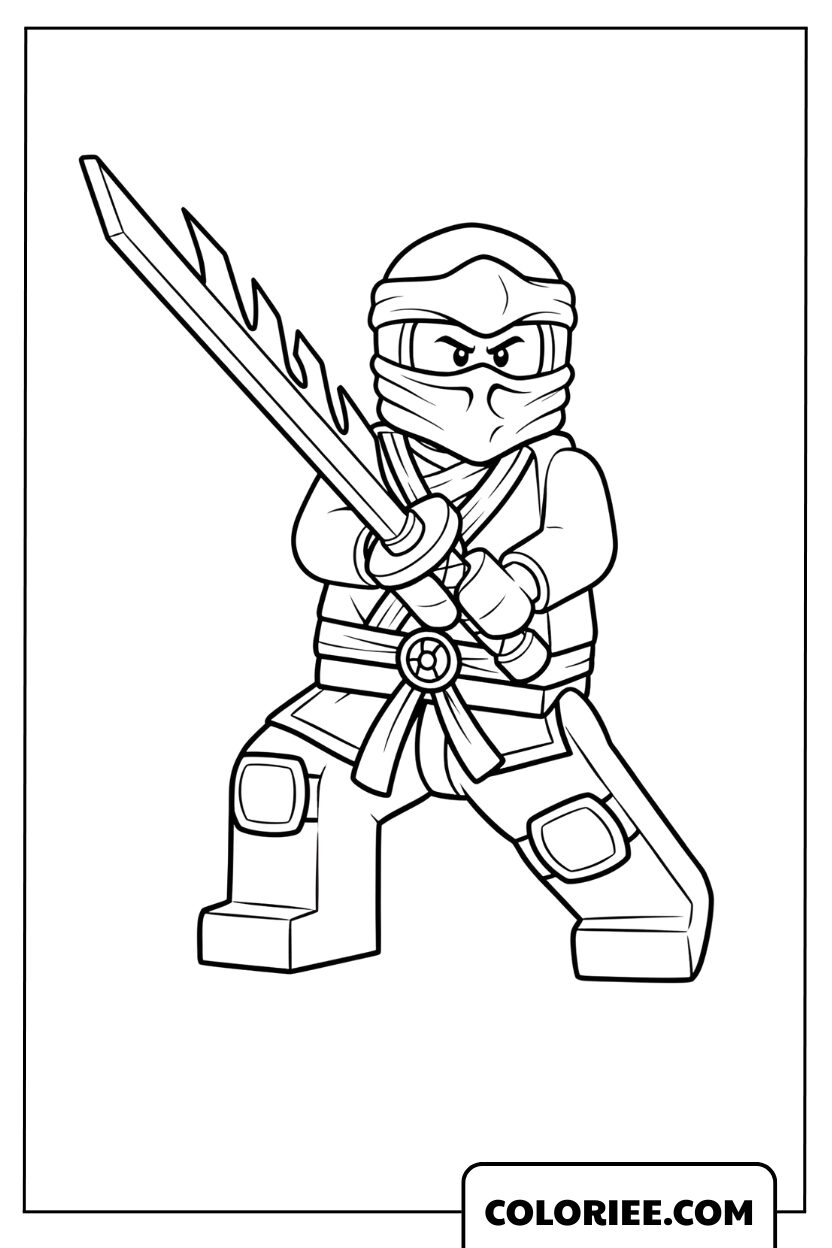 Coloriage Zane ninja de glace à l’épée