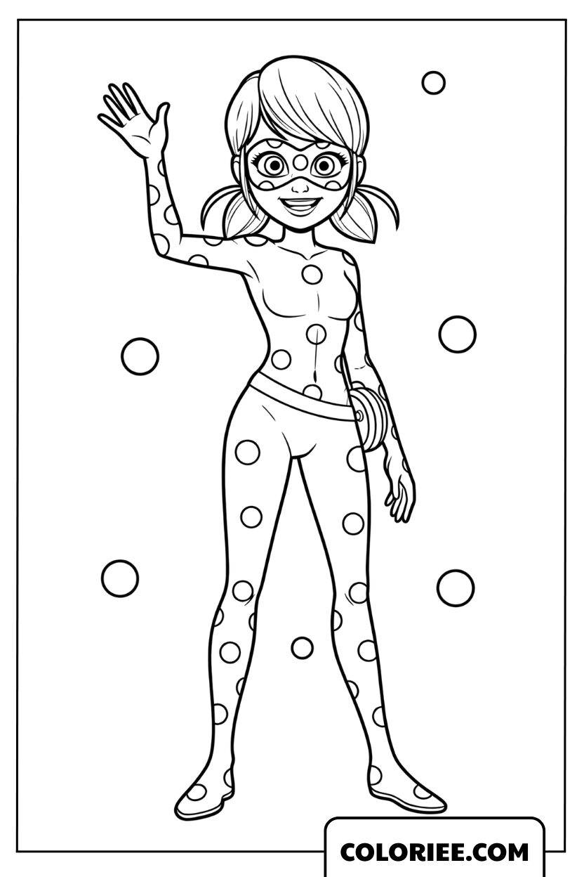 Coloriage de Ladybug faisant un signe amical
