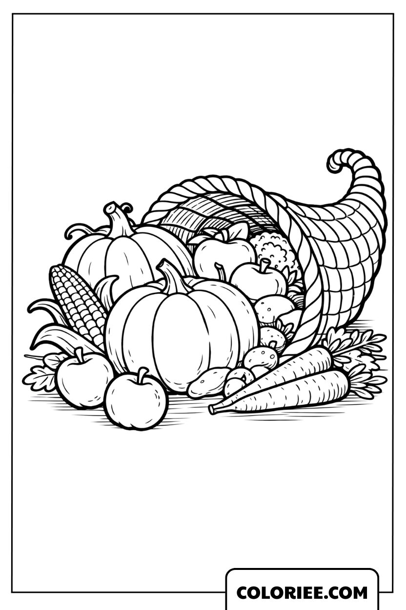 Coloriage de la corne d’abondance d’Action de grâce
