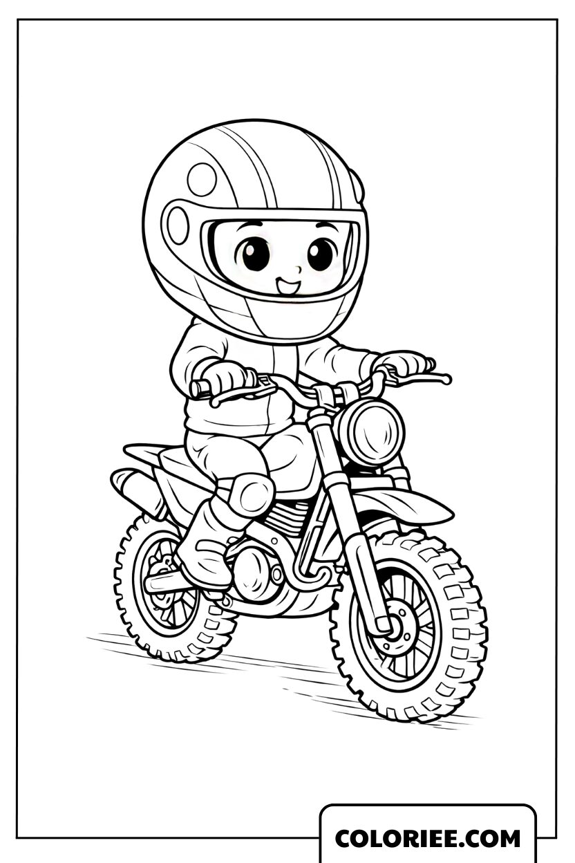 Coloriage enfant à moto tout terrain