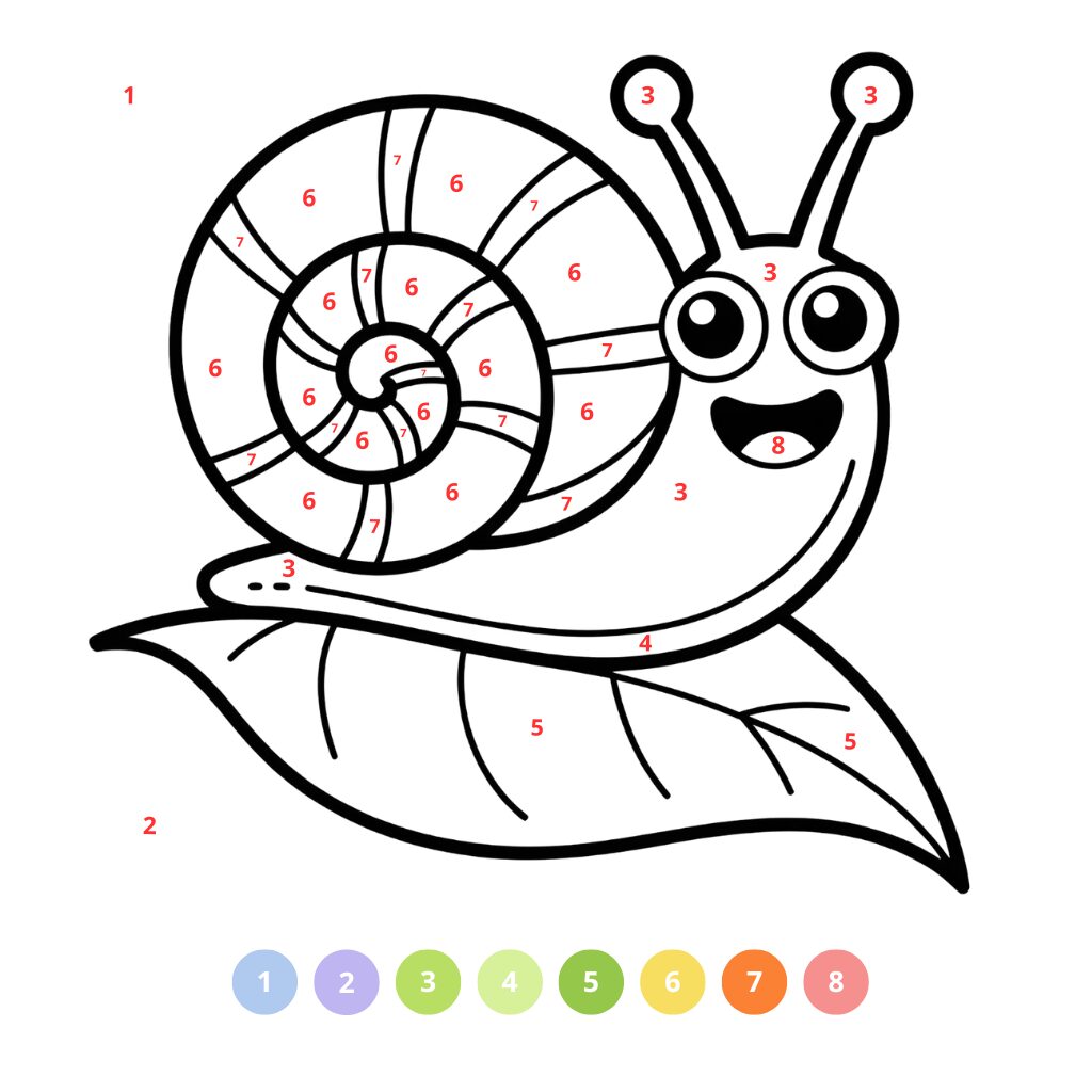 Coloriage escargot par numéros (2)
