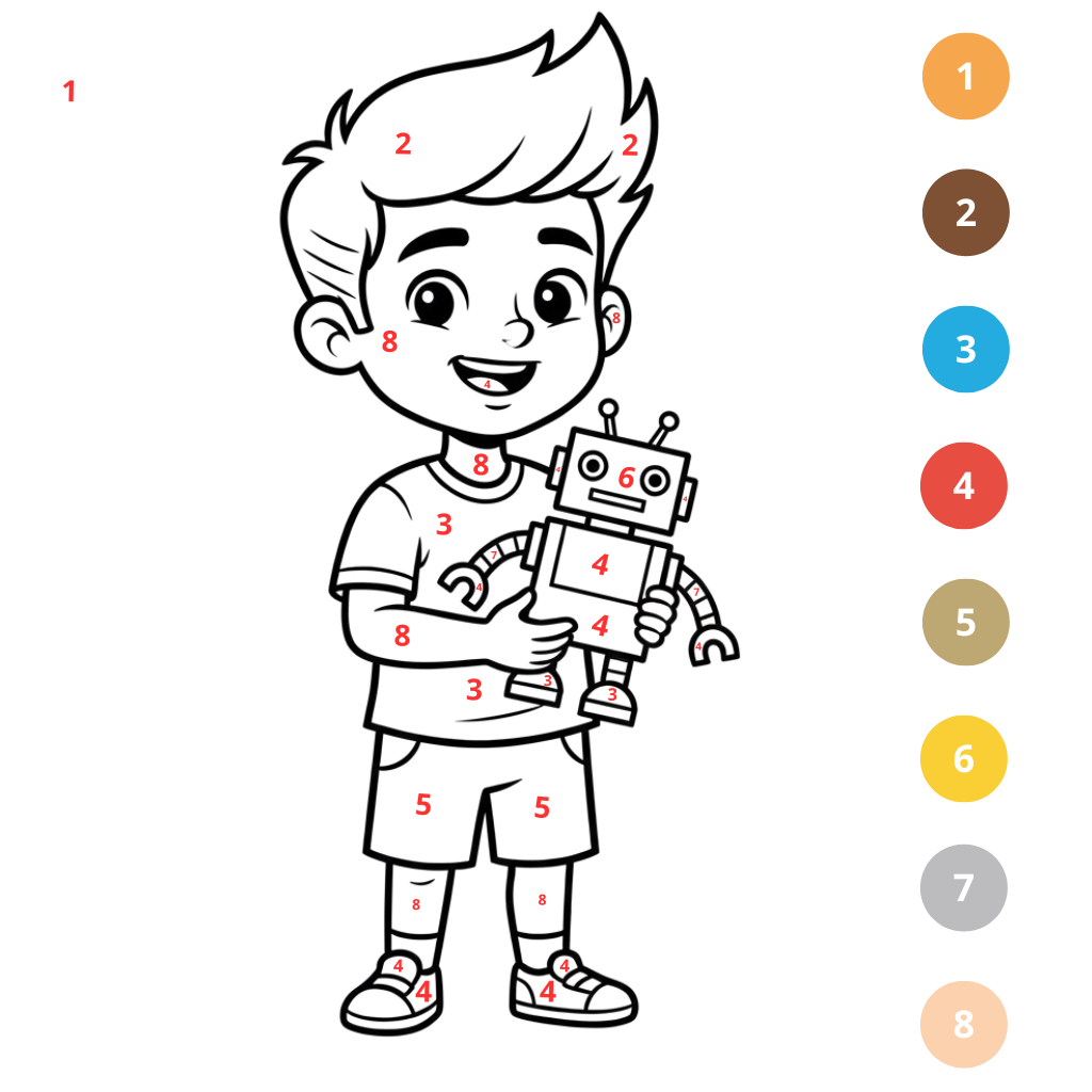 Coloriage garçon par numéros (2)