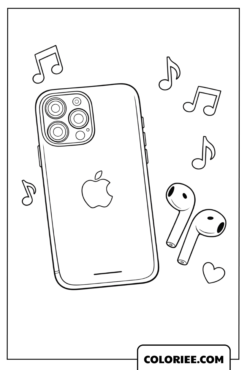 Coloriage iPhone et mélodie musicale
