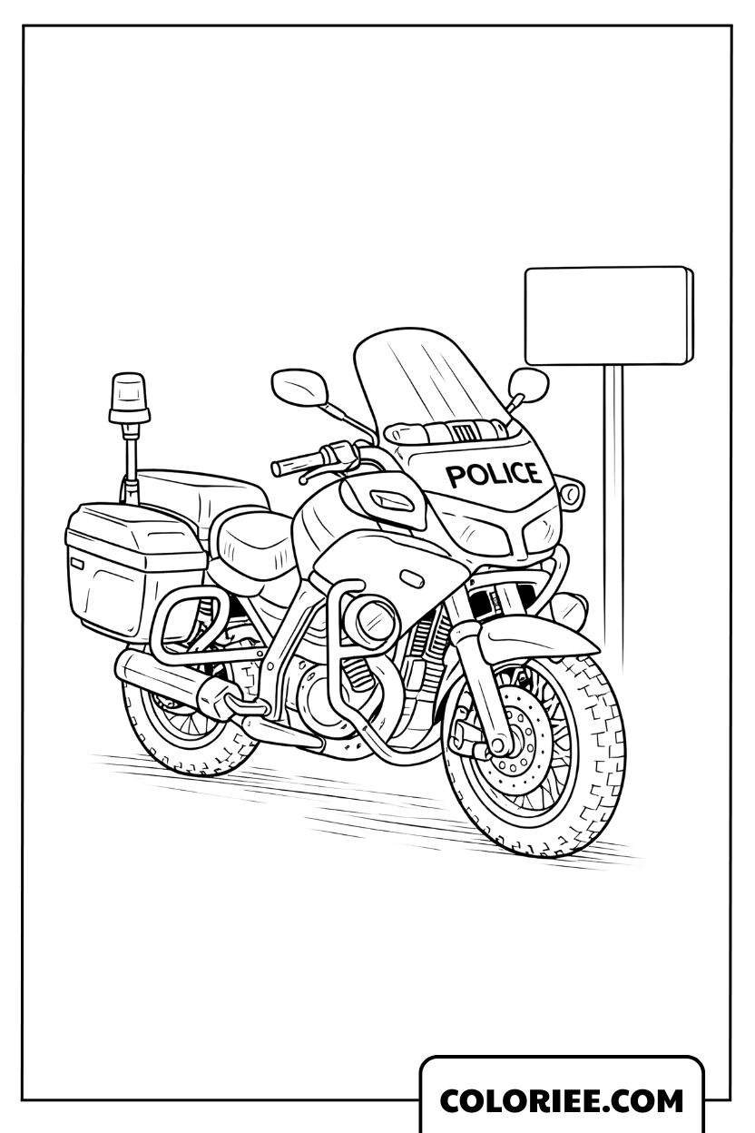 Coloriage moto de police