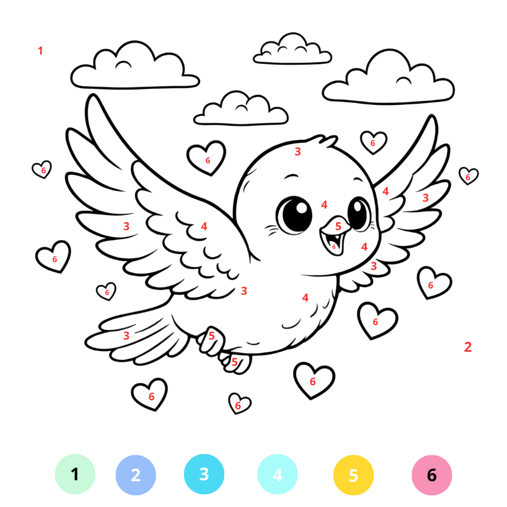 Coloriage oiseau par numéros (2)
