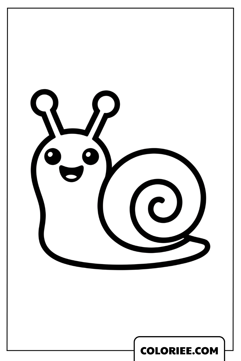 Coloriage petit escargot mignon