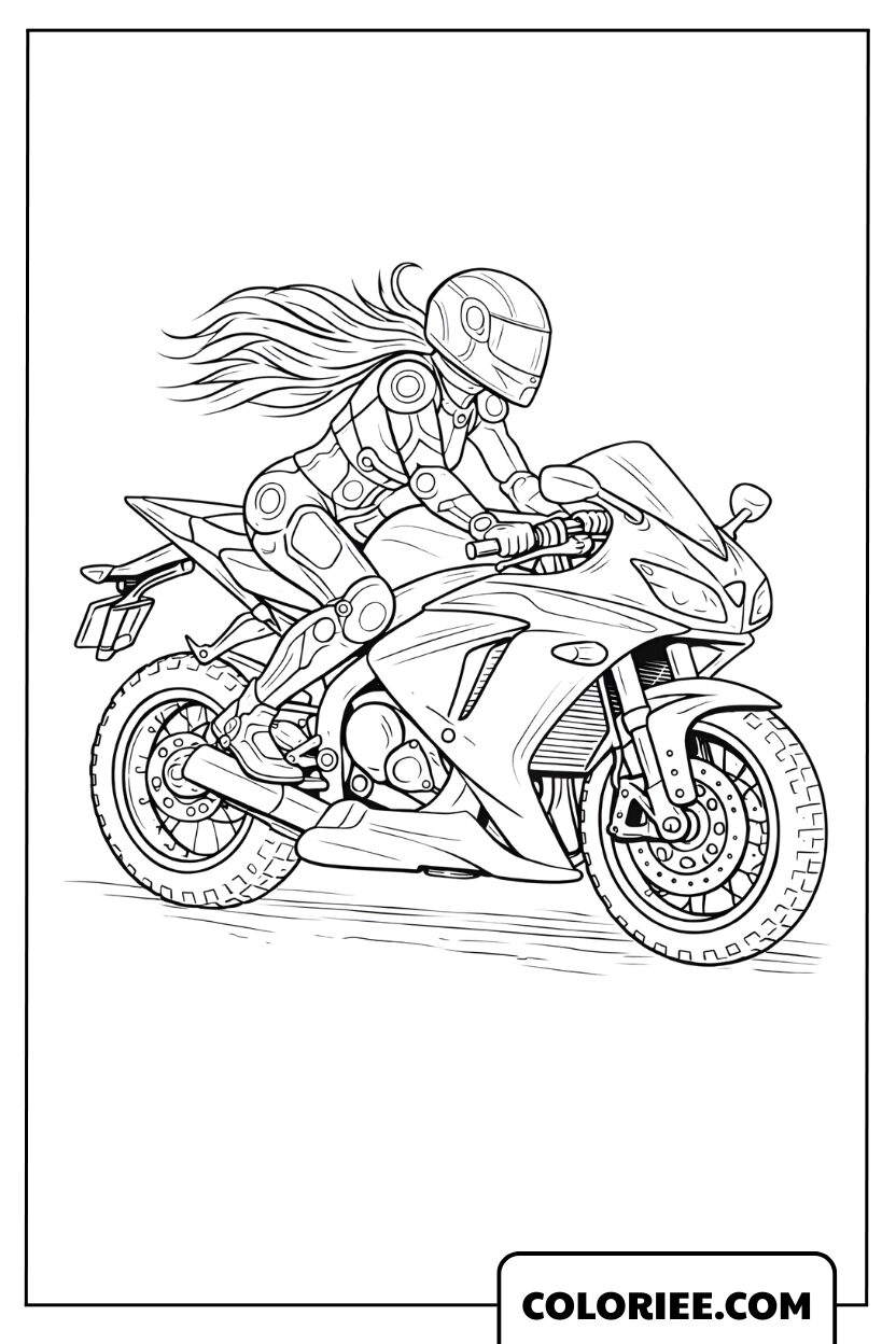 Coloriage pilote de moto sportive