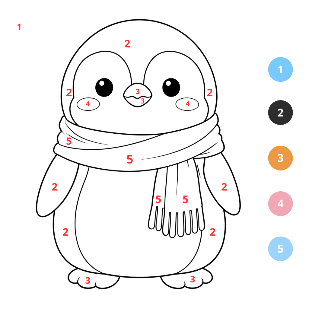 Coloriage pingouin par numéros (2)
