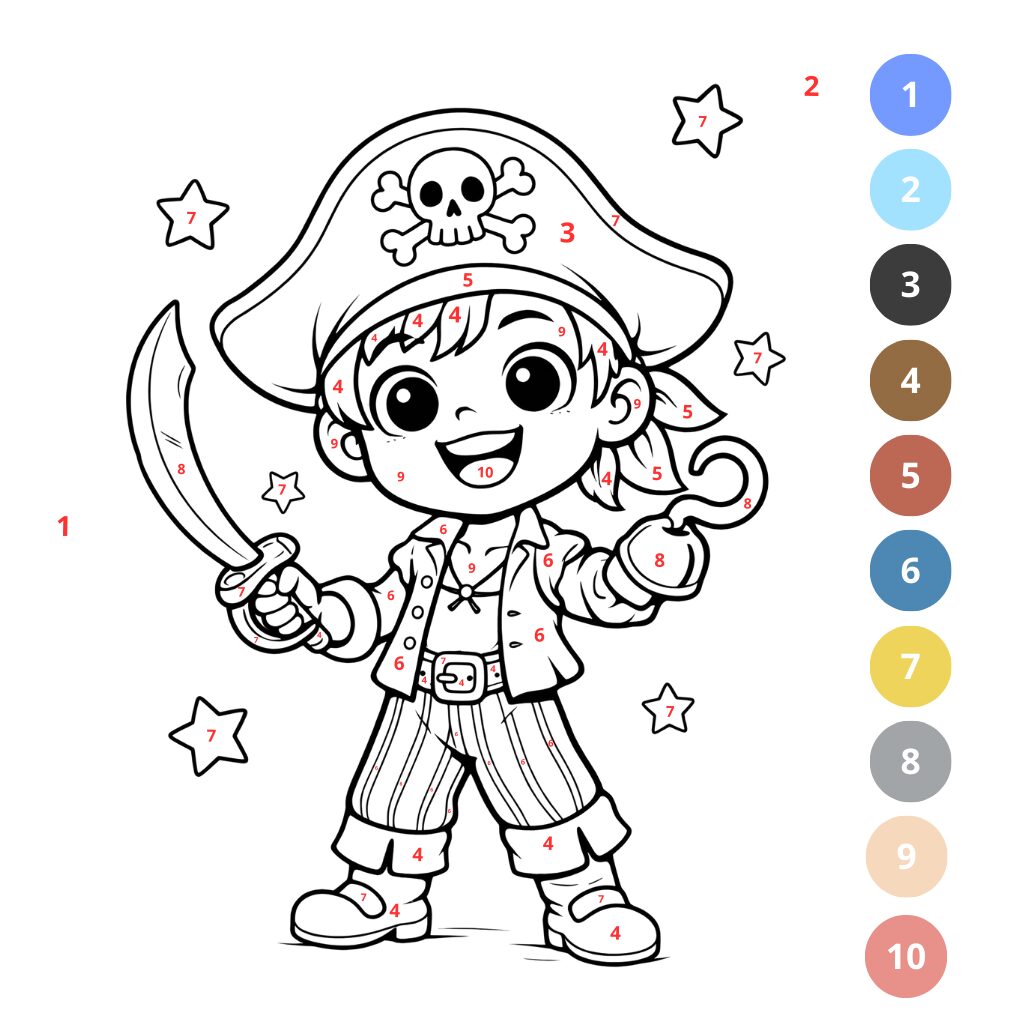 Coloriage pirate par numéros (2)