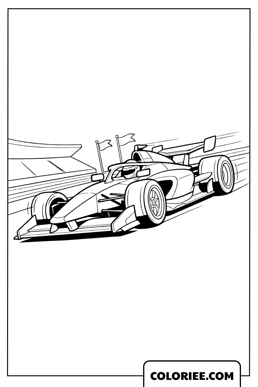 Coloriage voiture de course de Formule 1