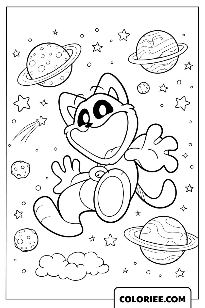 Dessin CatNap en aventure spatiale